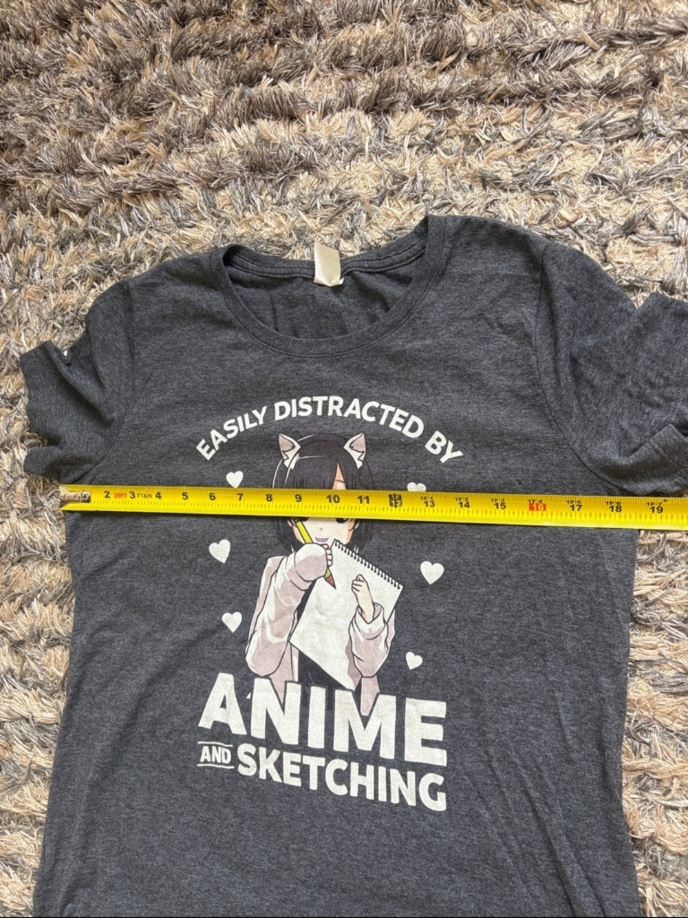Easily Distracted by Anime and Sketching Graphic Tee - Dark Gray Women’s M - Picture 4 of 6